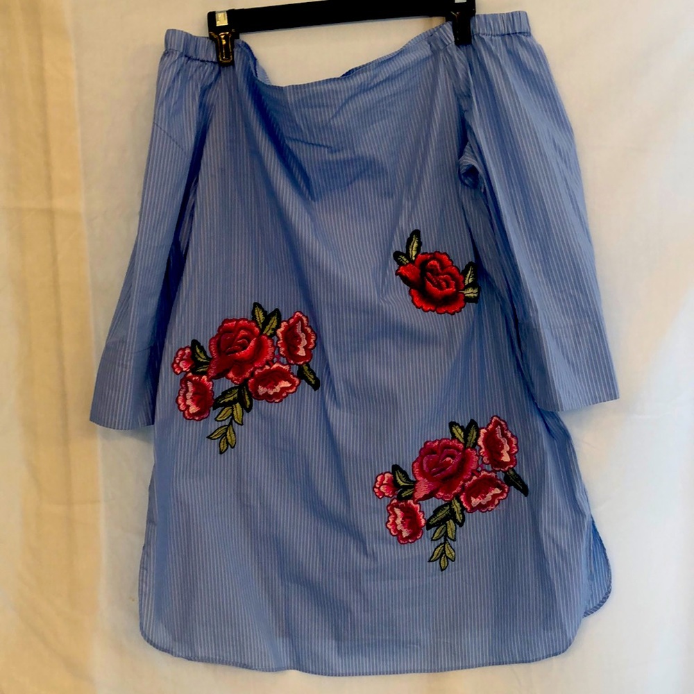 Off shoulder poplin shirt
